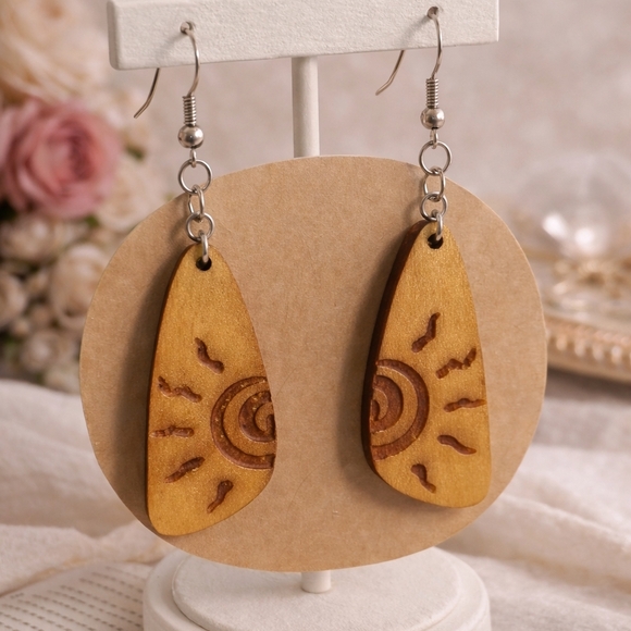Jewelry - Sunburst Wooden Earrings